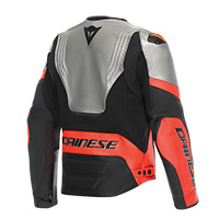 Giacca Pelle Dainese Racing 5 Argento Rosso - img 2