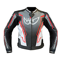 Giacca Pelle Berik Race-sport 2 Nero Bianco Rosso