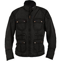 Chaqueta de cuero Helstons Hunt Coton Britwax negro