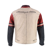 Giacca Pelle Helstons Indianapolis Beige Rosso - img 2