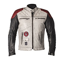 Giacca Pelle Helstons Tracker Bianco Nero Rosso