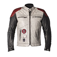 Chaqueta de cuero Helstons Tracker blanco negro rojo