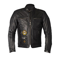 Chaqueta de cuero Helstons Tracker blanco negro rojo