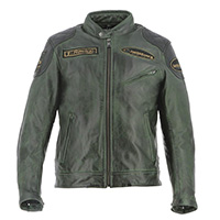 Helstons Trevor Rag Leather Jacket Green Black