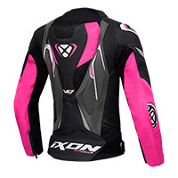 Chaqueta de cuero Dama Ixon Vortex 3 negro rosado blanco