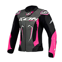 Chaqueta de cuero Dama Ixon Vortex 3 negro rosado blanco