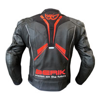 Berik Perforated Leather Jacket 2021 Black Print Red