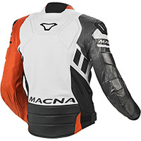 Chaqueta de cuero Macna Tracktix naranja blanco gris