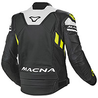 Blouson En Cuir Macna Tracktix Noir Blanc Jaune