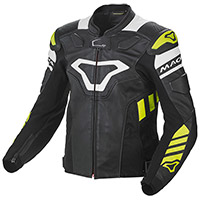 Chaqueta de cuero Macna Tracktix negro blanco amarillo