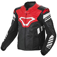 Blouson En Cuir Macna Tracktix Noir Blanc Rouge