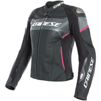 Chaqueta de cuero Dainese Racing 3 D-Air® Mujer blanco