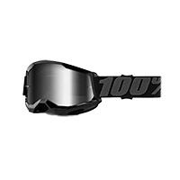 100% Strata 2 Black Goggle Mirrored Silver