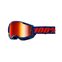 100% Strata 2 Navy Goggle Mirrored Red