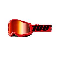 100% Strata 2 Red Goggle Mirrored Red