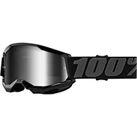 100% Strata 2 Youth Black Goggle Mirrored Silver Kid