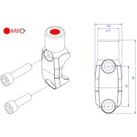 Abrazadera Izquierda M8 Cnc Racing CV013R Rojo - 2