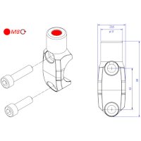 Cnc Racing CV012R M8 rechte Klemme rot - 2