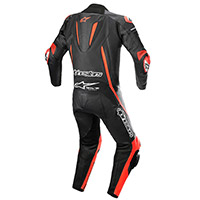 Alpinestars Fusion Leather Suit Black Red Fluo