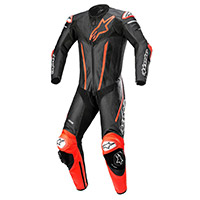 Combinaison en cuir Alpinestars Fusion noir rouge fluo