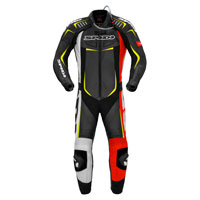 TRAJE EN PIEL SPIDI TRACK WIND PRO ROJO FLUO AMARILLO