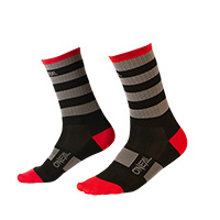 O Neal Mtb Perfomance Stripe Socks Grey Red