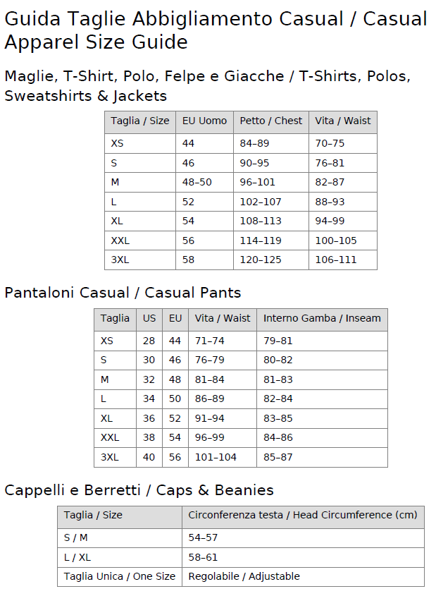 Size chart
