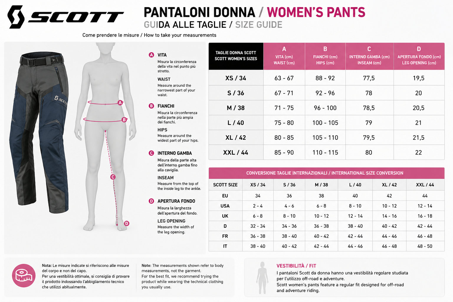 Scott Pantaloni donna